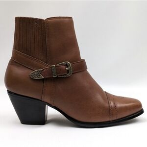 Dingo Ankle Boot Leather Western Buckle Strap Square Toe Pull On Cowgirl 6.5